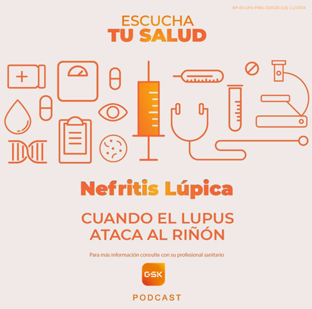 Diseño de portada del podcast: "Nefritis lúpica: cuando el lupus ataca el riñón"